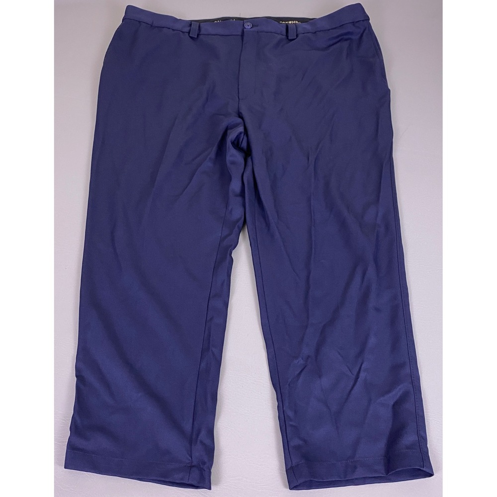 Oak Hill Dress Slacks Men's 48x28 Big and Tall DXL Navy Blue Flat Front Trousers